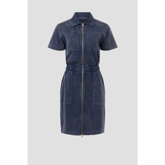 BOSS Hugo Boss Blue Zip Up Short Sleeve Utility Mini Dress Size XL - Picture 5 of 16